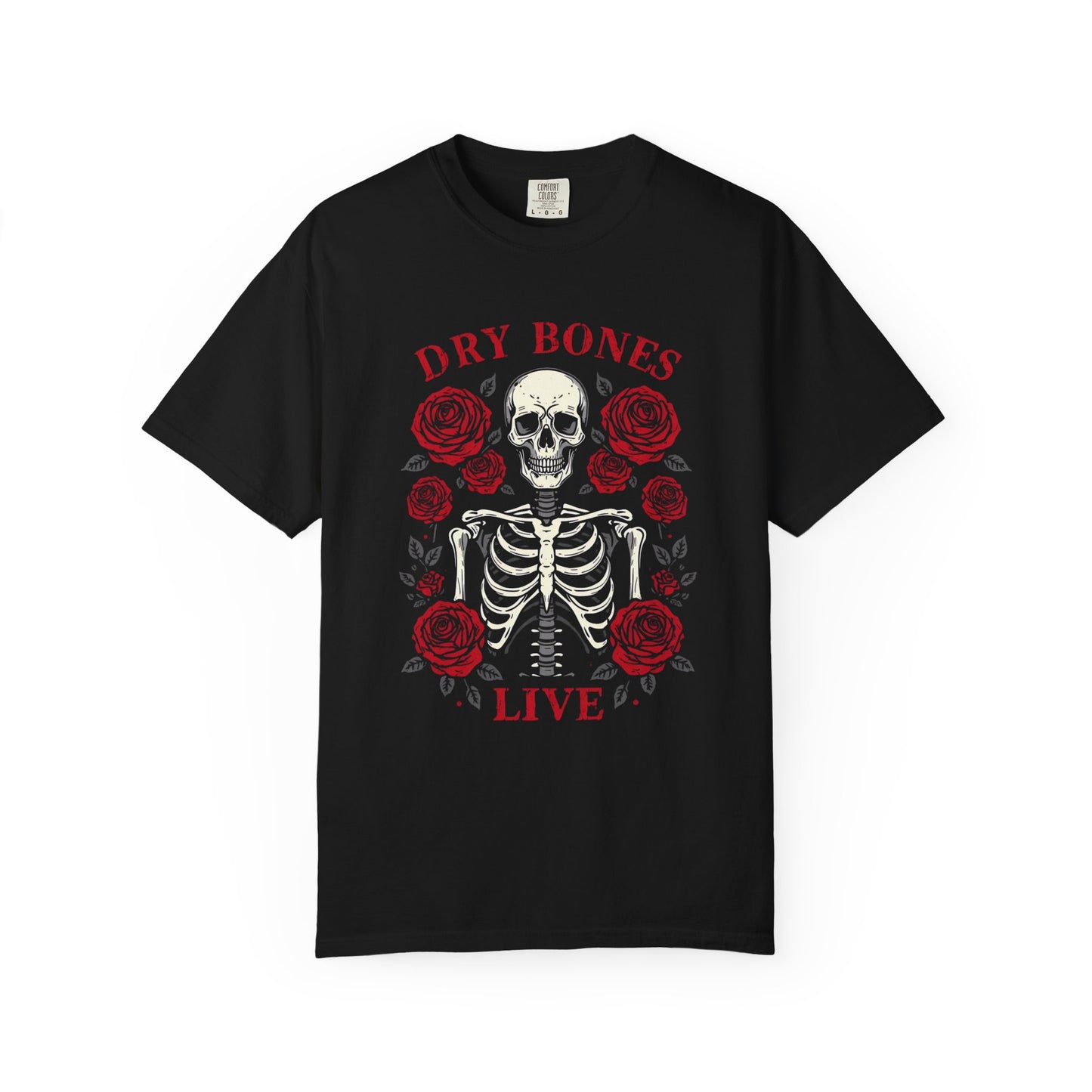 Skeleton & Roses Graphic Tee, Unisex Graphic Tee for Halloween, Edgy Casual Wear, Vintage Style, Alternative Fashion